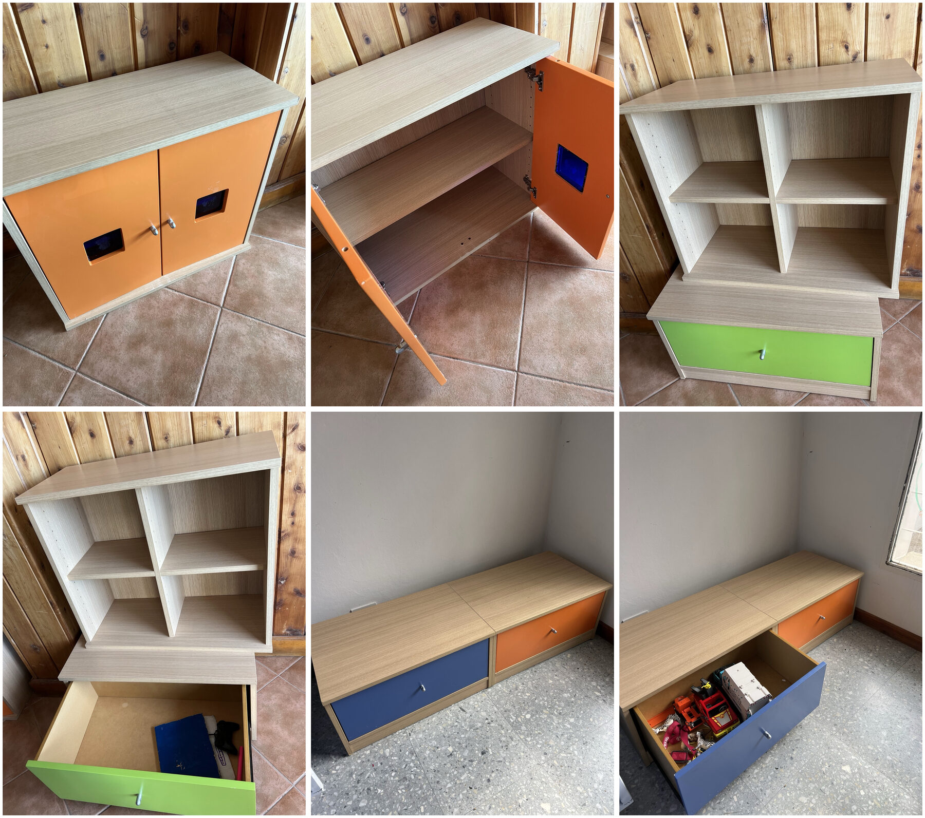 Set de muebles infantiles de melamina (4 piezas, coloridos)